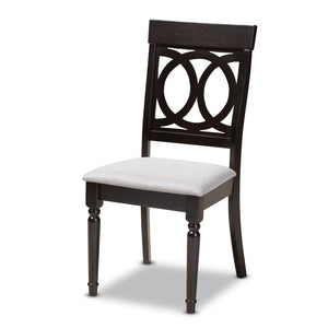 Baxton Studio Baxton Lucie 5-Piece Modern Grey Upholstered Dining Set with Espresso Brown Finish for Elegant Spaces RH333C-Grey/Dark Brown-5PC Dining Set