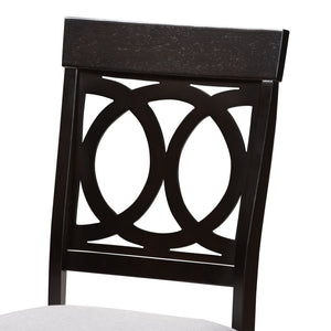 Baxton Studio Baxton Lucie 5-Piece Modern Grey Upholstered Dining Set with Espresso Brown Finish for Elegant Spaces RH333C-Grey/Dark Brown-5PC Dining Set