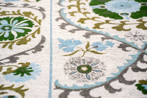 Louis De Poortere Antiquarian Suzani - Timeless Elegance In Vibrant Colors Inspired By Central Asian Embroidery Design Crème,Green,Blue 100% Pet Poly (40% Rpet) 118647-louis-de-poortere
