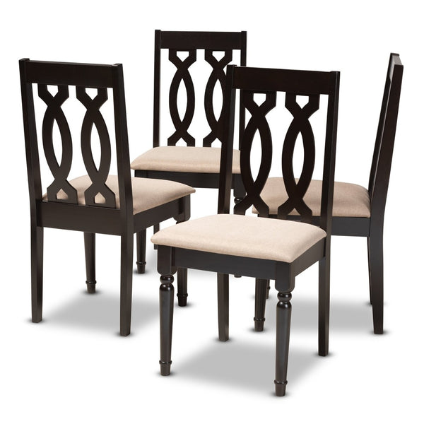 Baxton Studio Baxton Cherese Modern Dining Chair Set of 4 - Espresso Finish, Light Fabric, Elegant Comfort & Style RH334C-Sand/Dark Brown-DC-4PK