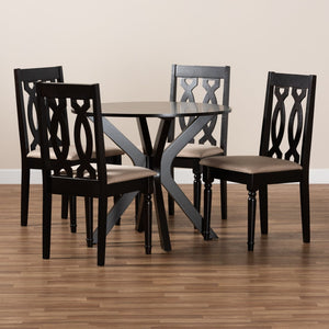 Baxton Studio Baxton Studio Callie 5-Piece Modern Dining Set with Sand Upholstery & Dark Brown Wood Finish Callie-Sand/Dark Brown-5PC Dining Set