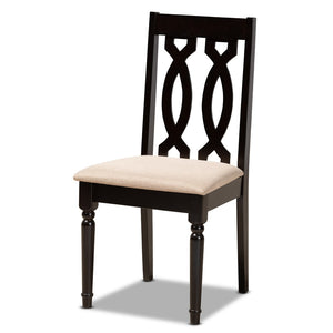 Baxton Studio Baxton Studio Anise 5-Piece Dining Set: Modern Round Table & Upholstered Chairs for Stylish Dining Anise-Sand/Dark Brown-5PC Dining Set