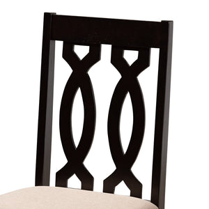 Baxton Studio Baxton Studio Anise 5-Piece Dining Set: Modern Round Table & Upholstered Chairs for Stylish Dining Anise-Sand/Dark Brown-5PC Dining Set