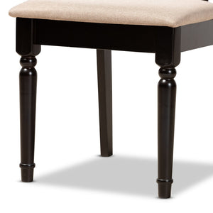 Baxton Studio Baxton Studio Anise 5-Piece Dining Set: Modern Round Table & Upholstered Chairs for Stylish Dining Anise-Sand/Dark Brown-5PC Dining Set