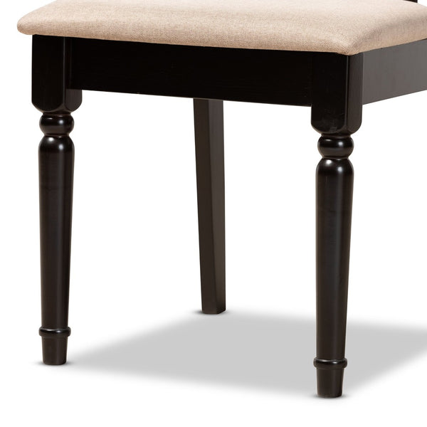 Baxton Studio Baxton Studio Anise 5-Piece Dining Set: Modern Round Table & Upholstered Chairs for Stylish Dining Anise-Sand/Dark Brown-5PC Dining Set
