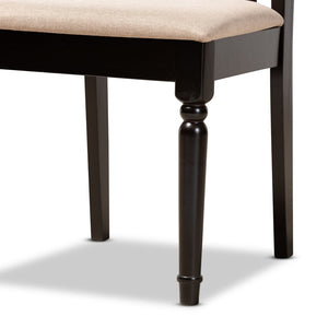 Baxton Studio Baxton Studio Mona 5-Piece Modern Dining Set with Sand Upholstery & Dark Brown Wood Finish for Small Spaces Mona-Sand/Dark Brown-5PC Dining Set