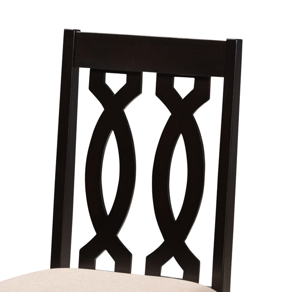 Baxton Studio Baxton Cherese Modern Dining Chair Set of 4 - Espresso Finish, Light Fabric, Elegant Comfort & Style RH334C-Sand/Dark Brown-DC-4PK