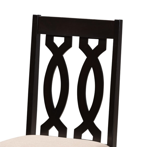 Baxton Studio Baxton Cherese 5-Piece Modern Dining Set with Espresso Finish & Plush Upholstered Chairs for Comfort RH334C-Sand/Dark Brown-5PC Dining Set