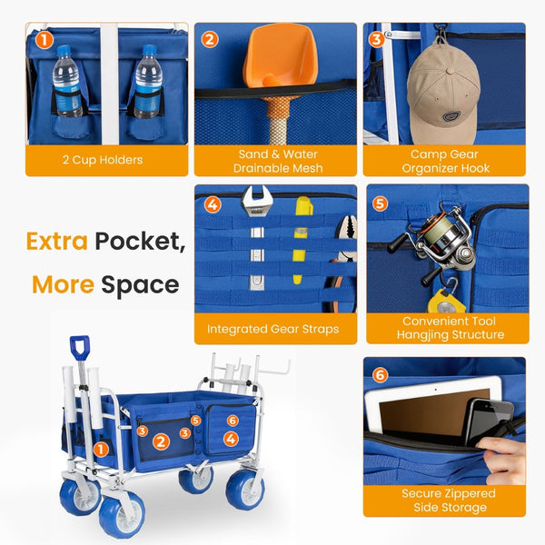 English Elm Beach Wagon Heavy Duty Folding Cart with 500lb Capacity and All Terrain Pvc Wheels W2932P412006