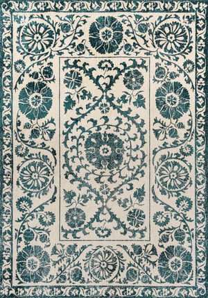 Louis De Poortere Antiquarian Suzani - Timeless Elegance In Vibrant Colors Inspired By Central Asian Embroidery Design Beige,Blue 100% Pet Poly (40% Rpet) 118650-louis-de-poortere