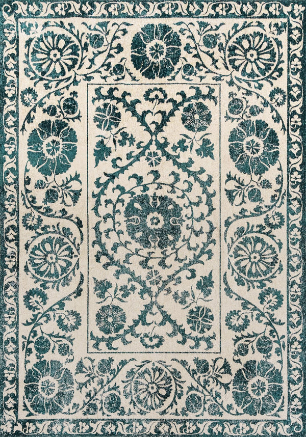 Louis De Poortere Antiquarian Suzani - Timeless Elegance In Vibrant Colors Inspired By Central Asian Embroidery Design Beige,Blue 100% Pet Poly (40% Rpet) 118650-louis-de-poortere