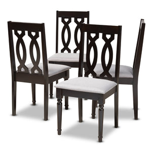 Baxton Studio Baxton Cherese Set of 4 Modern Grey Upholstered Dining Chairs with Espresso Brown Oak Frame RH334C-Grey/Dark Brown-DC-4PK