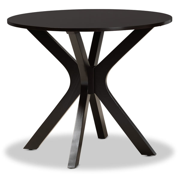 Baxton Studio Baxton Callie 5-Piece Modern Dining Set with Grey Upholstered Chairs & Dark Brown Wood Table Callie-Grey/Dark Brown-5PC Dining Set