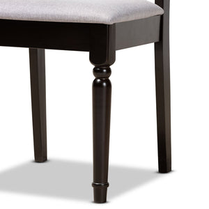 Baxton Studio Baxton Callie 5-Piece Modern Dining Set with Grey Upholstered Chairs & Dark Brown Wood Table Callie-Grey/Dark Brown-5PC Dining Set
