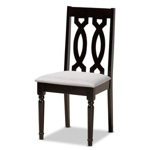 Baxton Studio Baxton Studio Imogen 5-Piece Modern Dining Set with Grey Upholstered Chairs & Round Table Design Imogen-Grey/Dark Brown-5PC Dining Set