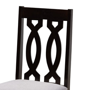 Baxton Studio Baxton Studio Imogen 5-Piece Modern Dining Set with Grey Upholstered Chairs & Round Table Design Imogen-Grey/Dark Brown-5PC Dining Set