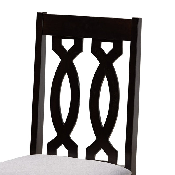 Baxton Studio Baxton Studio Imogen 5-Piece Modern Dining Set with Grey Upholstered Chairs & Round Table Design Imogen-Grey/Dark Brown-5PC Dining Set
