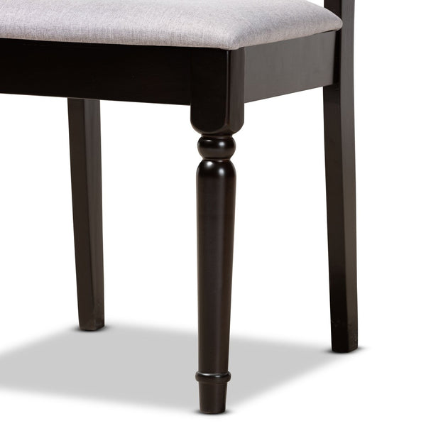 Baxton Studio Baxton Studio Imogen 5-Piece Modern Dining Set with Grey Upholstered Chairs & Round Table Design Imogen-Grey/Dark Brown-5PC Dining Set