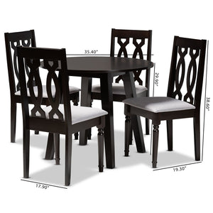 Baxton Studio Baxton Studio Imogen 5-Piece Modern Dining Set with Grey Upholstered Chairs & Round Table Design Imogen-Grey/Dark Brown-5PC Dining Set
