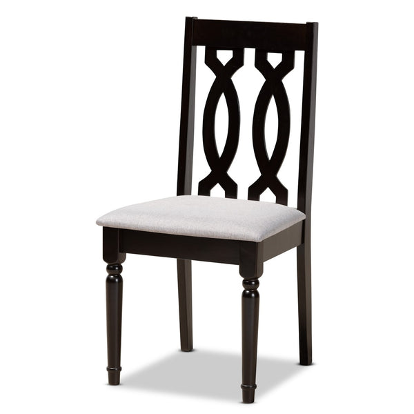 Baxton Studio Baxton Studio Julie 5-Piece Dining Set: Modern Grey Upholstered Chairs & Round Table for Stylish Meals Julie-Grey/Dark Brown-5PC Dining Set