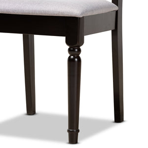 Baxton Studio Baxton Studio Julie 5-Piece Dining Set: Modern Grey Upholstered Chairs & Round Table for Stylish Meals Julie-Grey/Dark Brown-5PC Dining Set