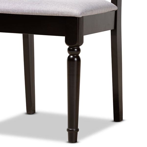 Baxton Studio Baxton Studio Julie 5-Piece Dining Set: Modern Grey Upholstered Chairs & Round Table for Stylish Meals Julie-Grey/Dark Brown-5PC Dining Set