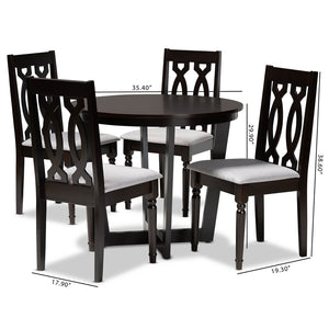 Baxton Studio Baxton Studio Julie 5-Piece Dining Set: Modern Grey Upholstered Chairs & Round Table for Stylish Meals Julie-Grey/Dark Brown-5PC Dining Set