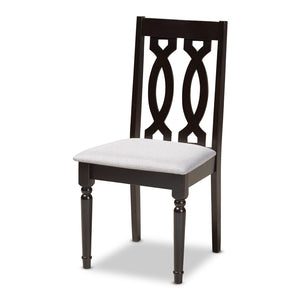 Baxton Studio Baxton Studio Cherese 5-Piece Grey Upholstered Dining Set with Espresso Oak Finish for Elegant Dining RH334C-Grey/Dark Brown-5PC Dining Set