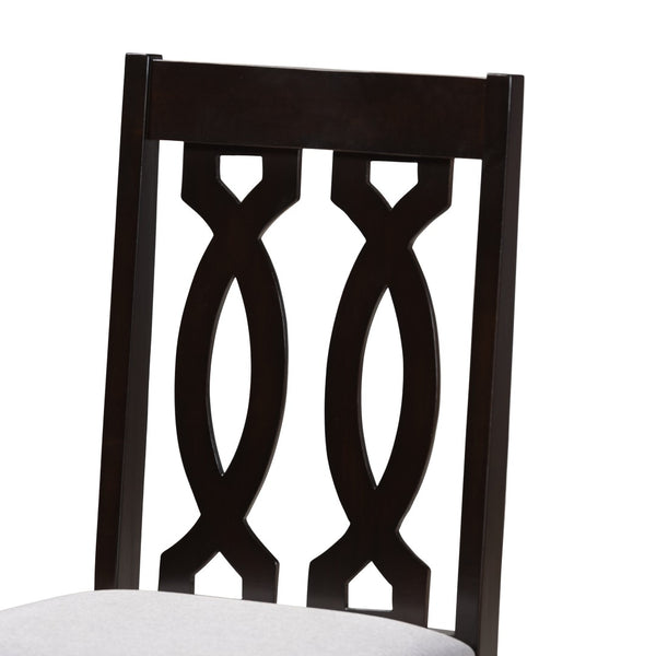 Baxton Studio Baxton Studio Cherese 5-Piece Grey Upholstered Dining Set with Espresso Oak Finish for Elegant Dining RH334C-Grey/Dark Brown-5PC Dining Set