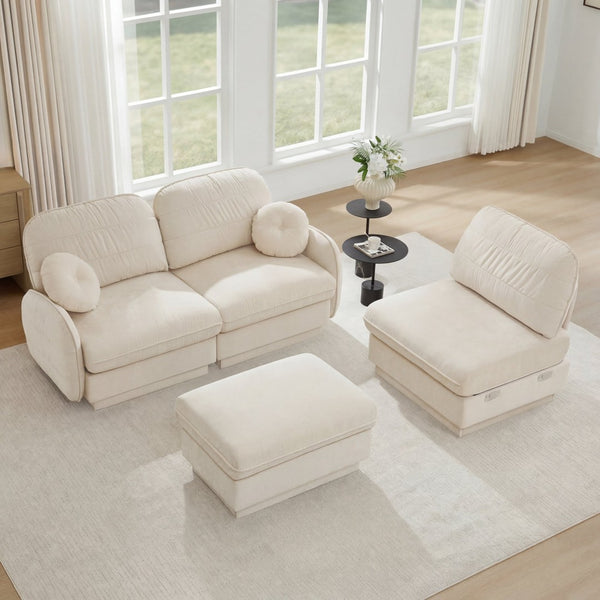 English Elm 105" Chenille Cloud Sofa Deep Seat Three Seater with Quilted Back for Living Room W714S01751