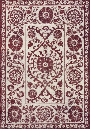 Louis De Poortere Antiquarian Suzani - Timeless Elegance In Vibrant Colors Inspired By Central Asian Embroidery Design Beige,Maroon 100% Pet Poly (40% Rpet) 118657-louis-de-poortere