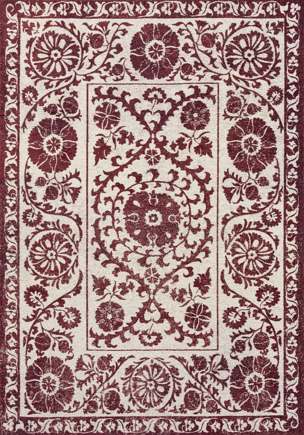 Louis De Poortere Antiquarian Suzani - Timeless Elegance In Vibrant Colors Inspired By Central Asian Embroidery Design Beige,Maroon 100% Pet Poly (40% Rpet) 118657-louis-de-poortere