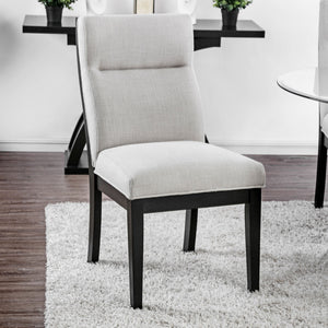 English Elm Modern Two-Tone Beige & Black Tufted Side Chairs Set of 2 — Tapered Legs, Padded Cushions, Ergonomic Support B011P387139