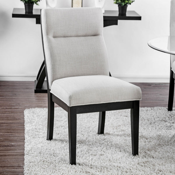 English Elm Modern Two-Tone Beige & Black Tufted Side Chairs Set of 2 — Tapered Legs, Padded Cushions, Ergonomic Support B011P387139