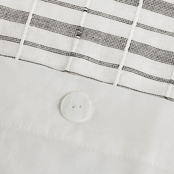 English Elm 5 Piece Cotton Jacquard Duvet Set - Elegant White & Charcoal King/Cal King For Cozy Farmhouse Style B035129124