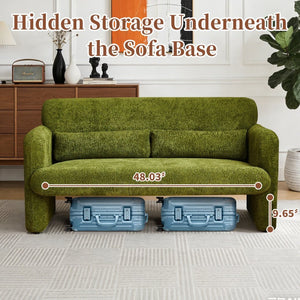 English Elm Best-selling Boucle Cloud Loveseat Velvet Upholstered 2 Seater with Lumbar Pillow Green W1765P334060