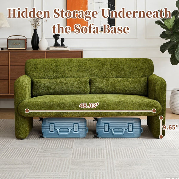 English Elm Best-selling Boucle Cloud Loveseat Velvet Upholstered 2 Seater with Lumbar Pillow Green W1765P334060