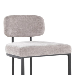 English Elm Fixed-height Barstools Powder Coated Steel Frame Brown Upholstered Seat Set of Two Black+Grey B202P471221