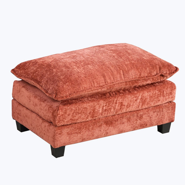 English Elm Cloud Ottoman Modular Chenille Upholstered Footrest for Modern Living Room Lounge Orange W1143P378595