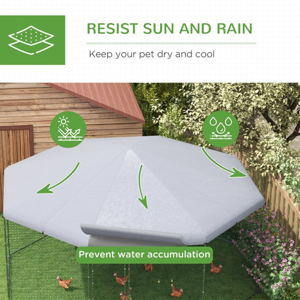 English Elm Pawhut Walk-in Galvanized Steel Poultry Run with Uv Roof Cover for Yard Farm W2225P173775