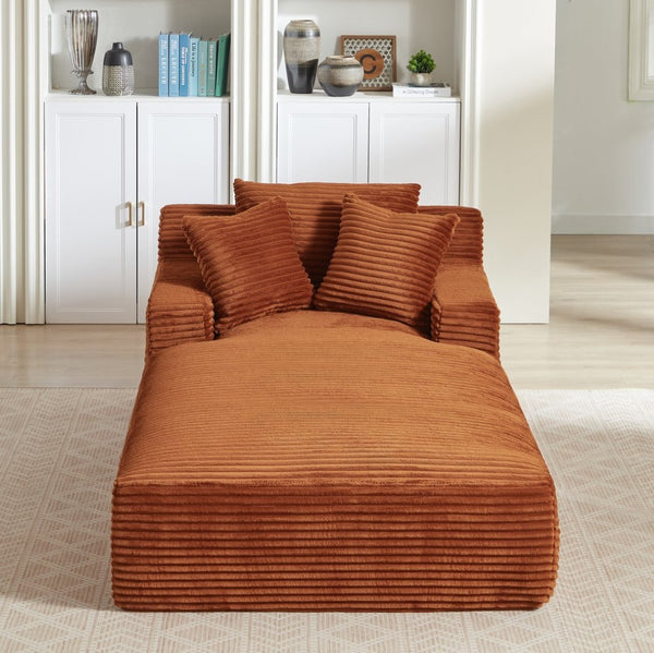 English Elm Oversized Chaise Lounge Chair - Plush Corduroy, No Assembly, Ergonomic Comfort For Living & Office W2339P318003-GIGA