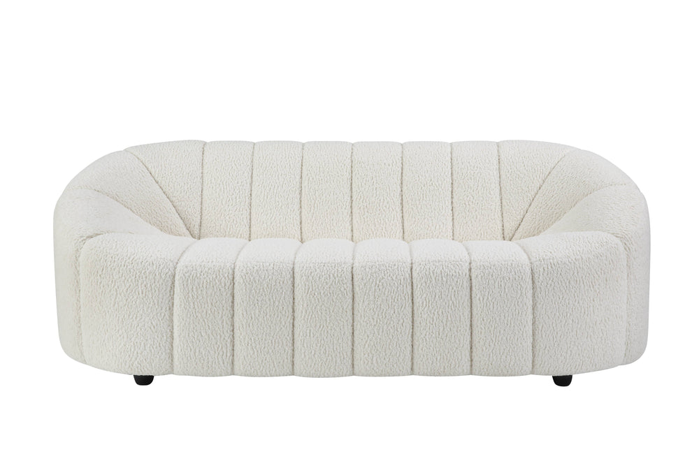 English Elm Osmash Plush White Teddy Sherpa Sofa with Full Foam Seat, Sturdy Larch Wood Frame, 70" Seat B2726P265299