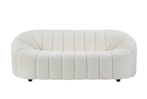 English Elm Osmash Plush White Teddy Sherpa Sofa with Full Foam Seat, Sturdy Larch Wood Frame, 70" Seat B2726P265299