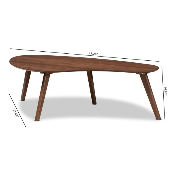 Baxton Studio Baxton Studio Scarlette Mid-Century Coffee Table - Walnut Finish, Stylish Rounded Edges & Durable Design Scarlette-Walnut-CT