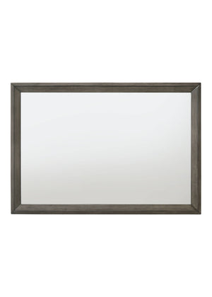 English Elm Escher Gray Oak Finish Wall Mirror 41x27" Landscape Frame Synthetic Wood Modern Rustic Accent Decor B2726P261876