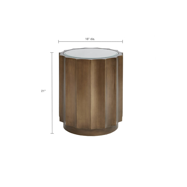 JLA Home Madison Park - Accent Valentina Accent Table — 20" Round Scalloped Tempered Glass Top, Bronze MDF Base, No Assembly MP120-0428