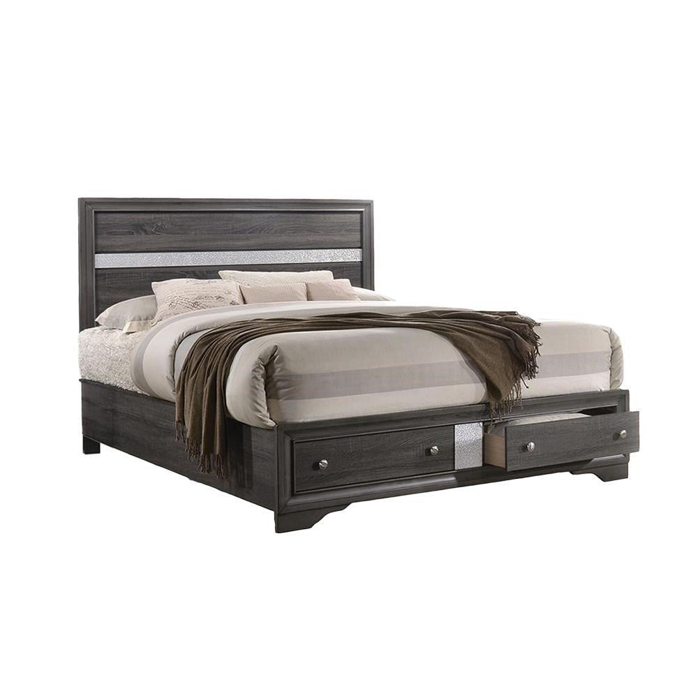 English Elm Traditional Full 4PC Storage Bedroom Set in Gray – Engineered Wood Bed, 7-Drawer Dresser, Mirror, Nightstand B009S01341