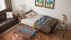 English Elm Primenest Zenaero Convertible Sofabed With Wood Trim & Storage - Stylish Comfort For Small Spaces B030P286542-GIGA