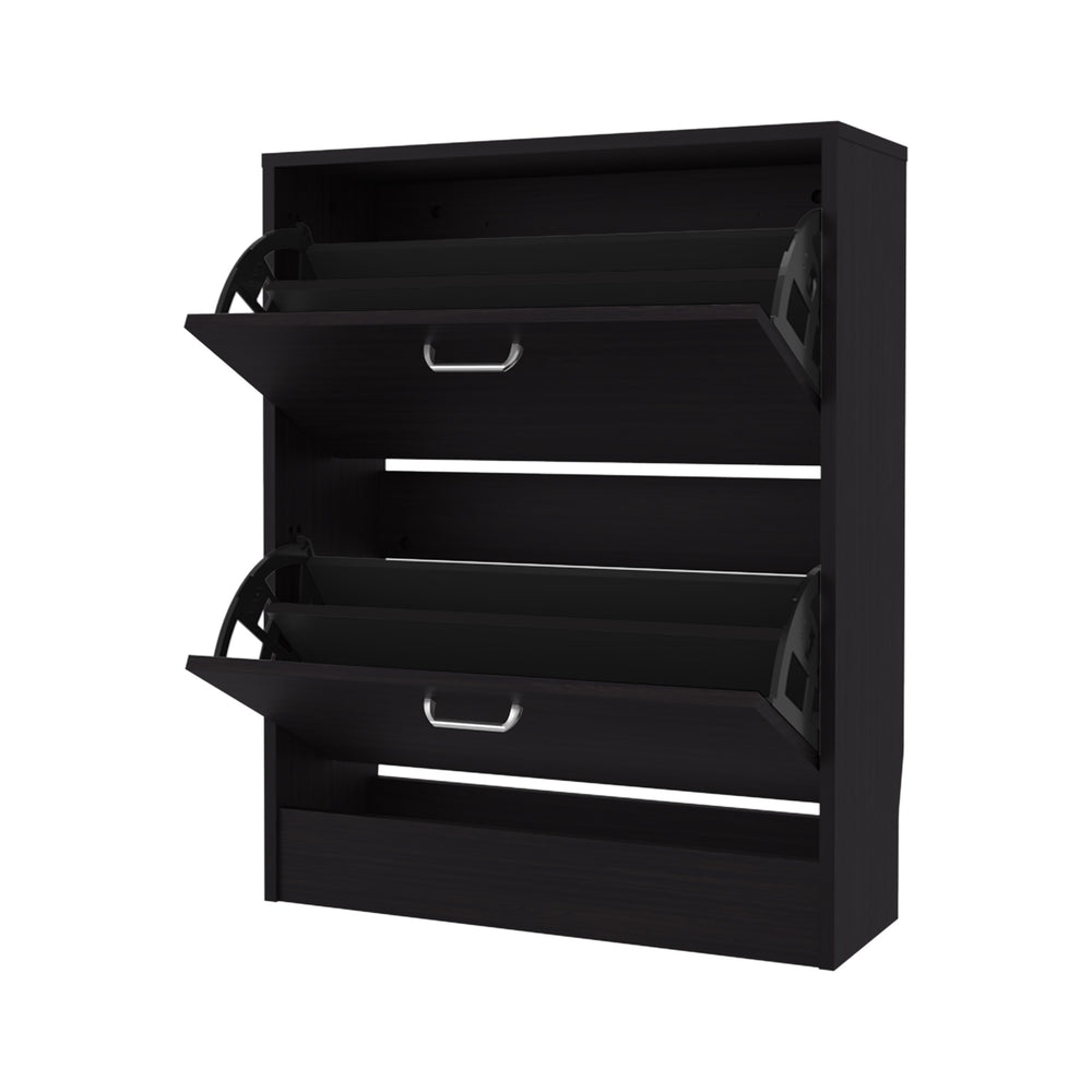 English Elm Shoe Compact 31.5" H Two-Door Black Wengue Storage Cabinet for Entryway Bedroom, Durable Eco-Friendly B097P395865