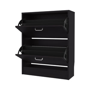 English Elm Shoe Compact 31.5" H Two-Door Black Wengue Storage Cabinet for Entryway Bedroom, Durable Eco-Friendly B097P395865